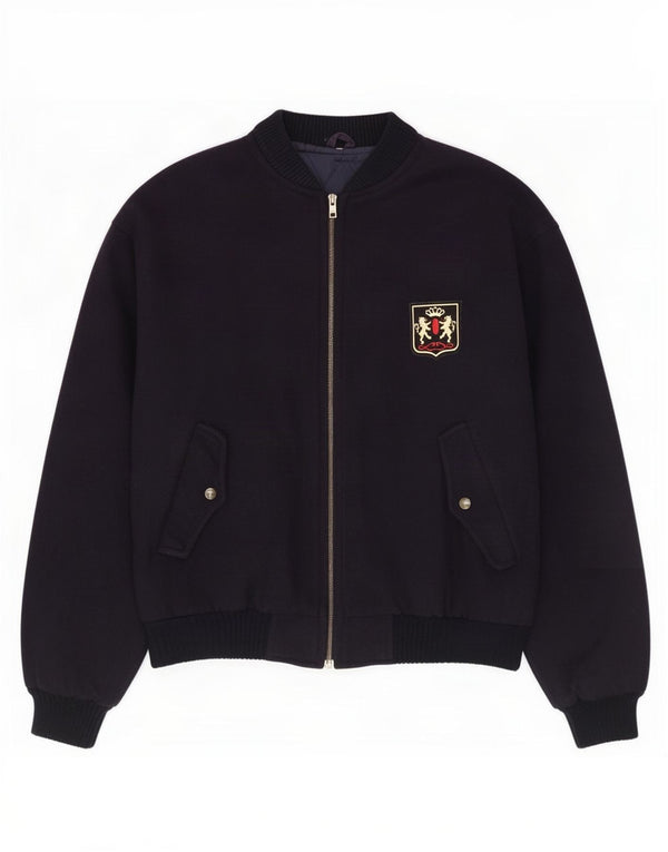 Vintage męska kurtka bomber UK 40 duża granatowa wełna