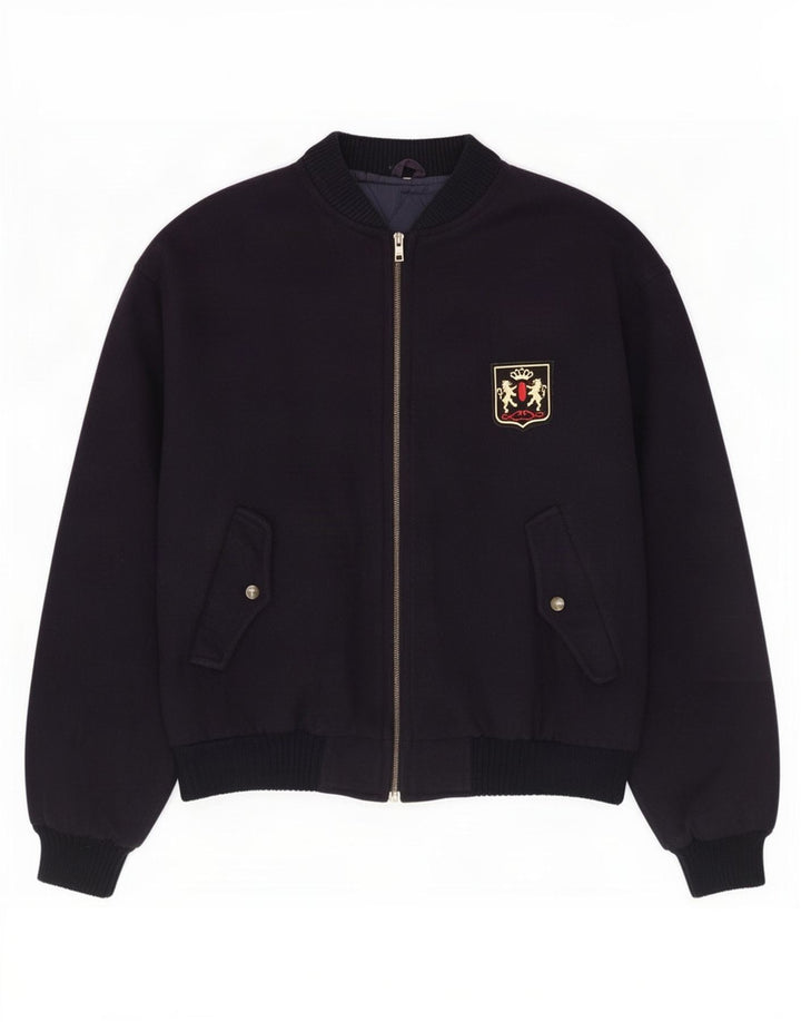 Vintage męska kurtka bomber UK 40 duża granatowa wełna
