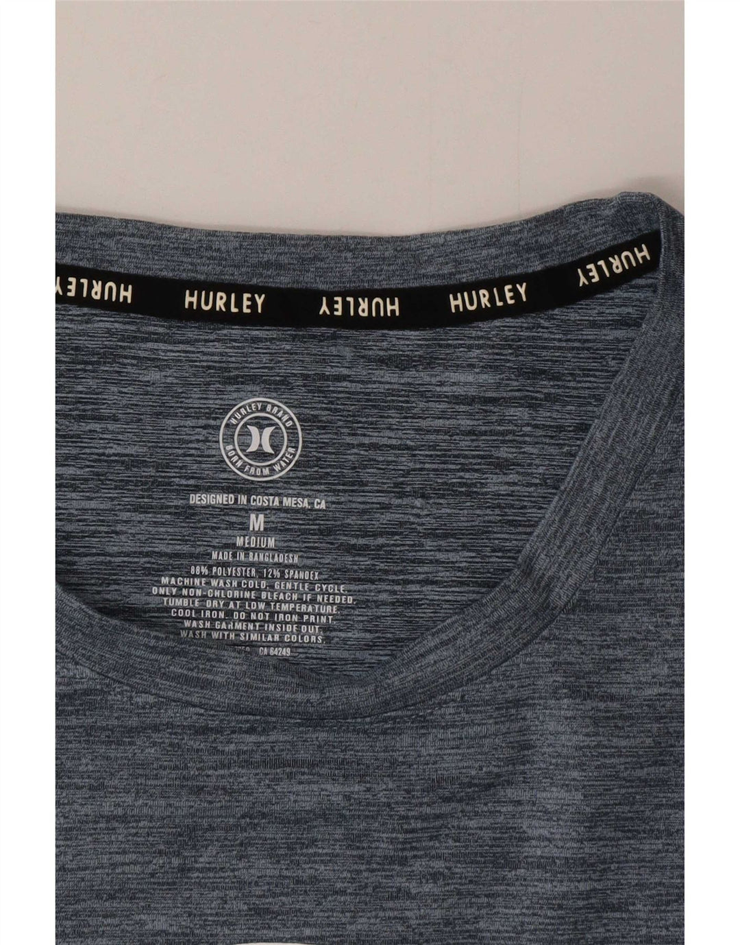 Męski T-shirt z grafiką Hurley, średni, granatowy, poliestrowy wzór