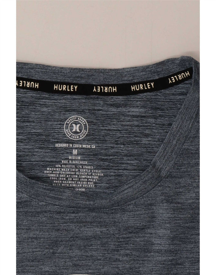 Męski T-shirt z grafiką Hurley, średni, granatowy, poliestrowy wzór
