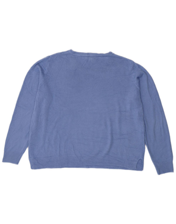 Marks & Spencer Damski sweter o luźnym kroju z dekoltem w łódkę, UK 18 XL, niebieski