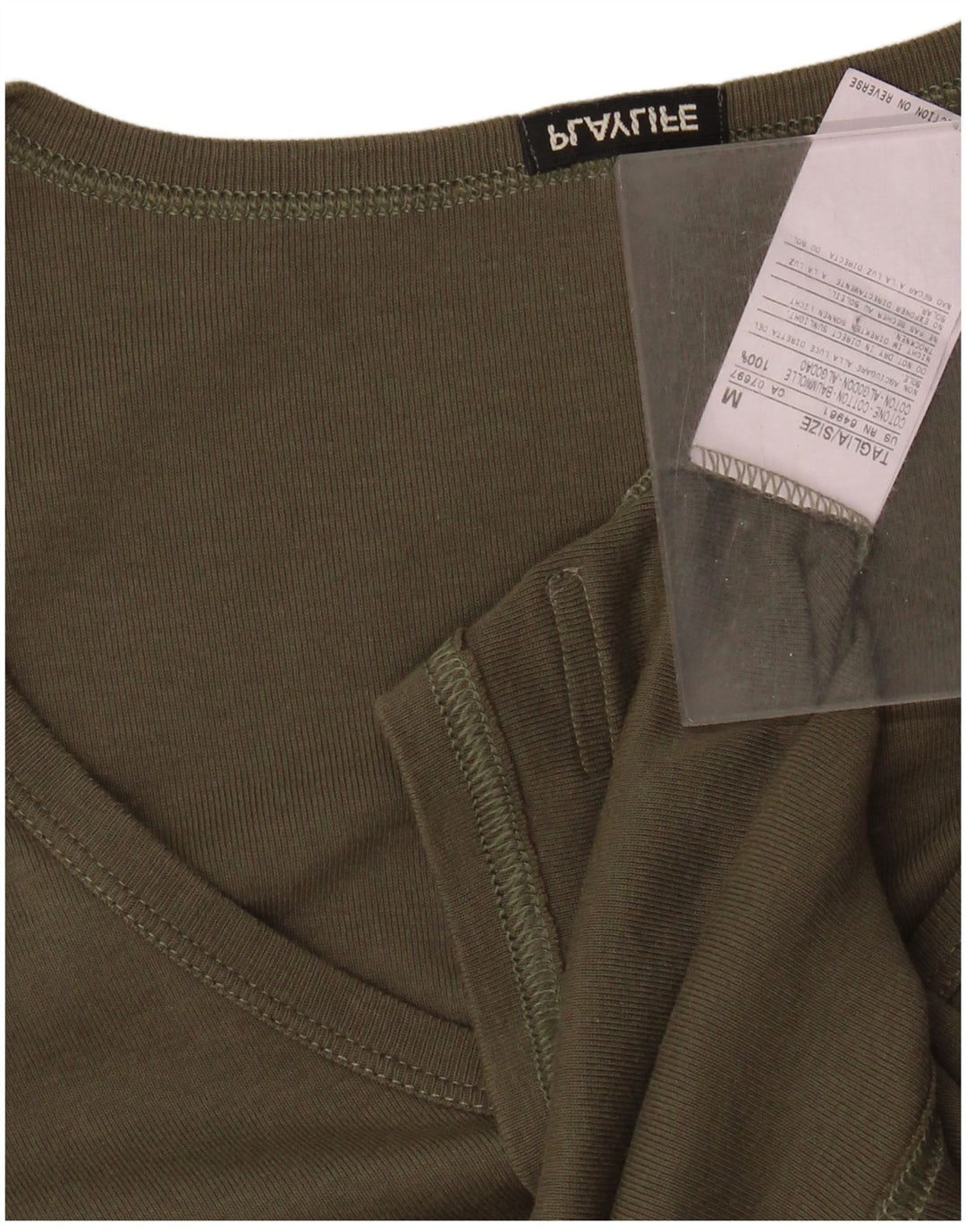 Damska koszulka o krótkim kroju Playlife UK 12, średnia bawełna khaki