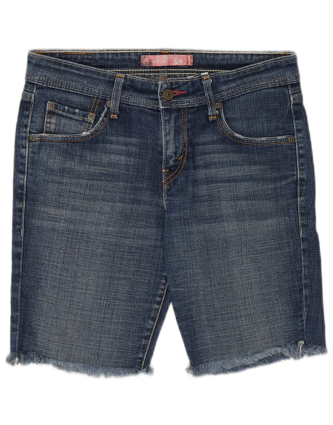 Damskie spodenki jeansowe Levi's 518 z niskim stanem, rozmiar 7, średnie W30, niebieska bawełna