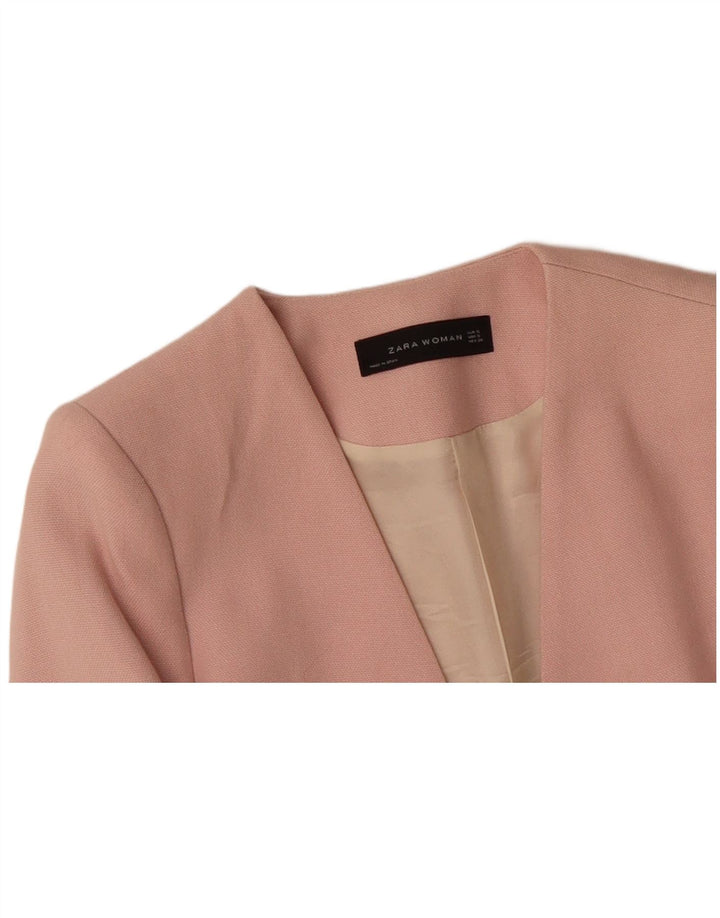 ZARA Womens Open Blazer Jacket UK 10 Small Pink