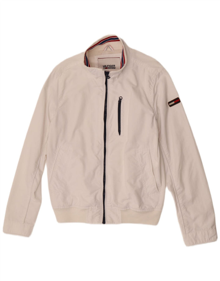 Męska kurtka bomberka Tommy Hilfiger UK 38 Średni biały nylon