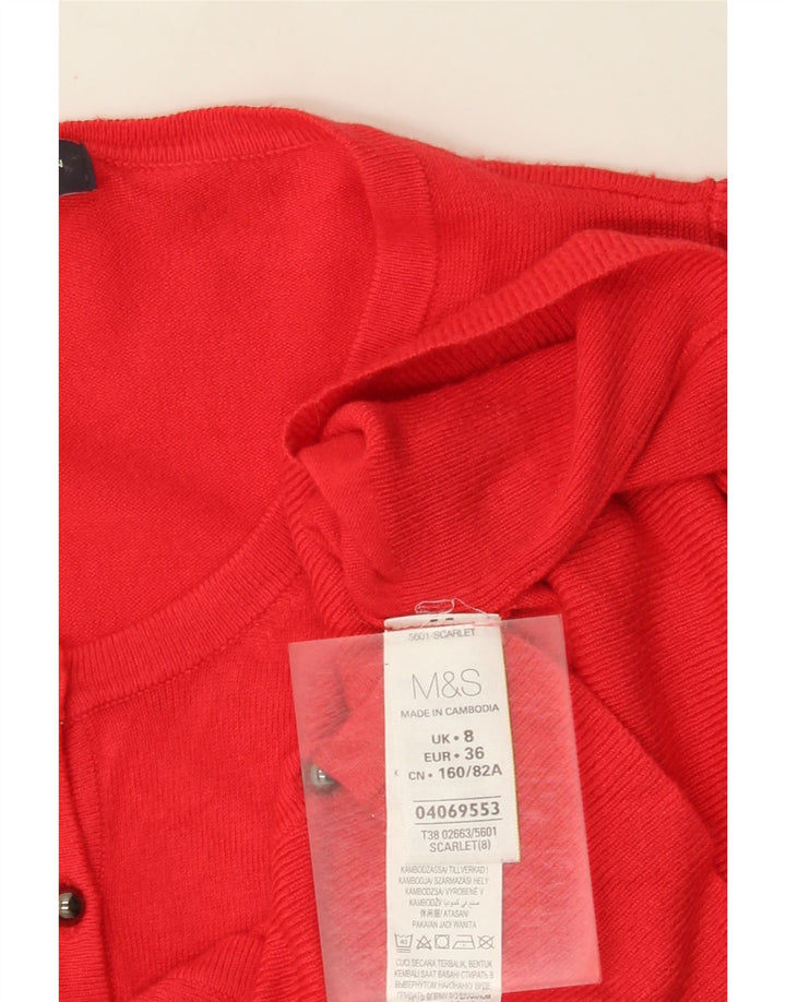 Marks & Spencer Damski sweter kardigan UK 8 Small Red Wiskoza