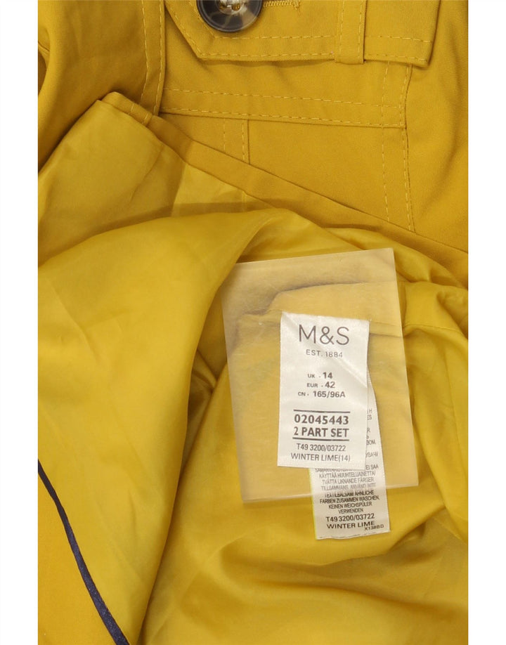 Marks & Spencer Damski trencz UK 14, średni żółty poliester