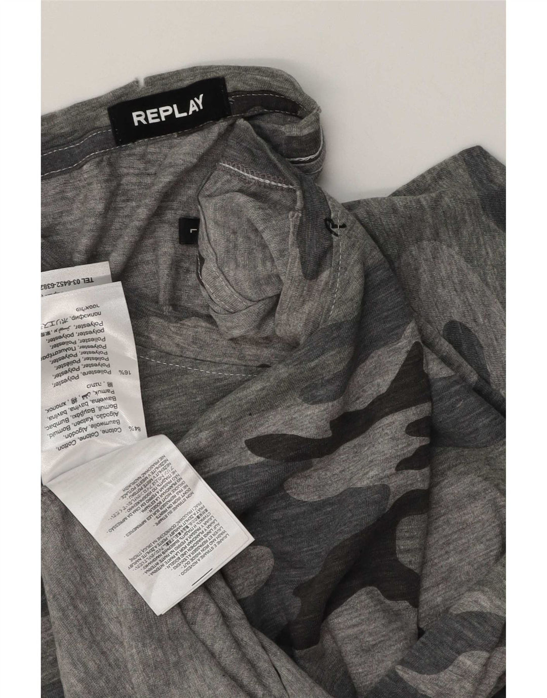 Męski T-shirt Replay, duży, szary, kamuflaż