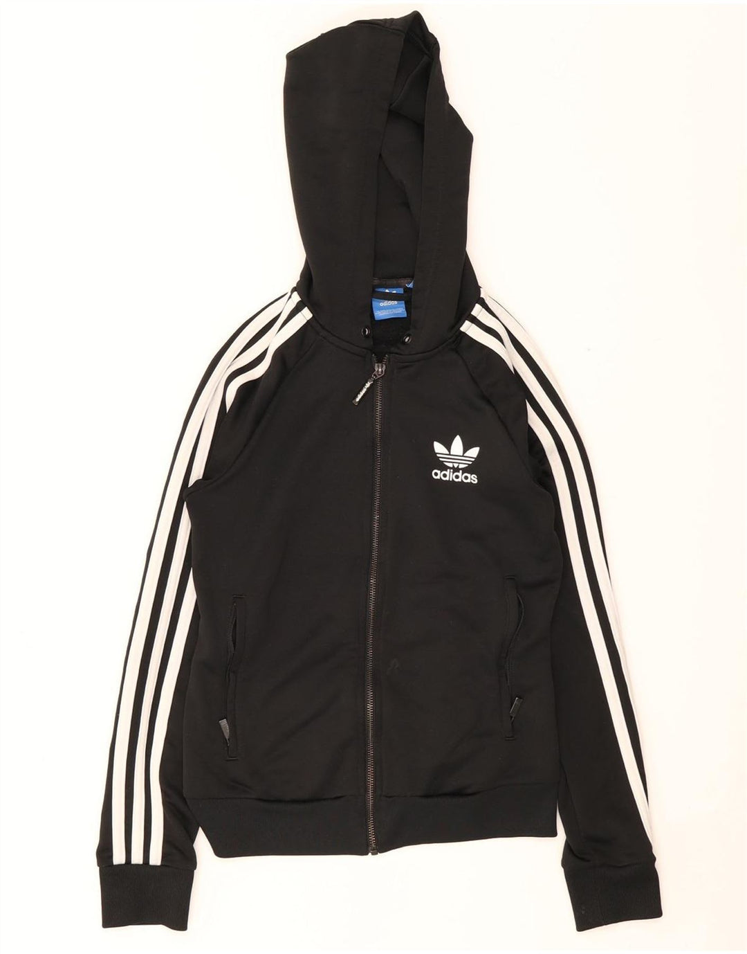 Damska bluza z kapturem i zamkiem błyskawicznym Adidas UK 8 Mały czarny poliester
