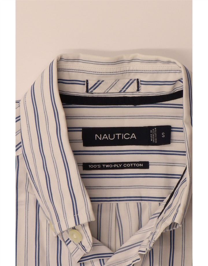 NAUTICA Mens Shirt Small White Pinstripe Cotton Vintage Nautica and Second-Hand Nautica from Messina Hembry 