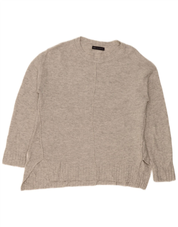 Marks & Spencer Damski sweter z dekoltem w łódkę, UK 14, średni szary, nakrapiany