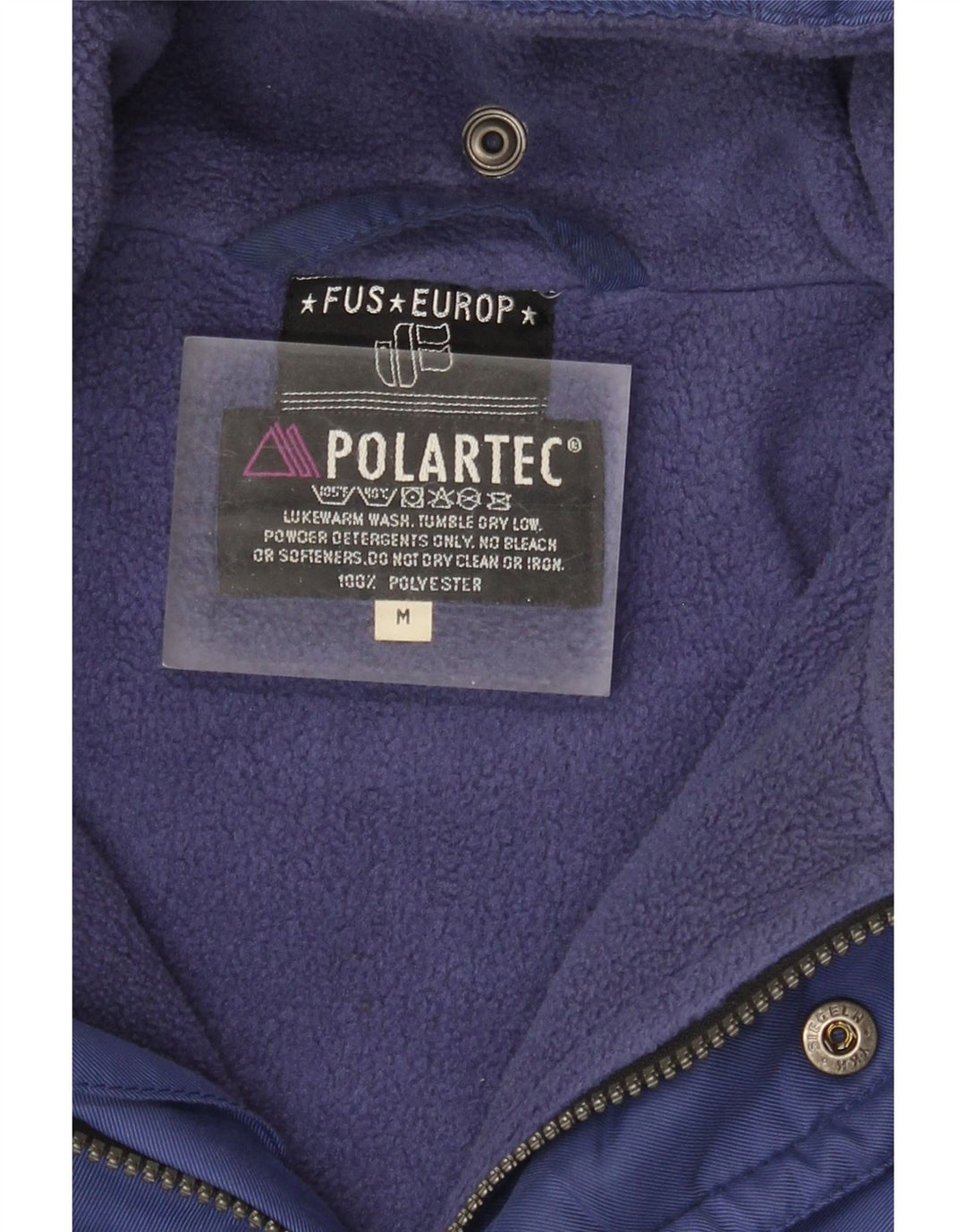 Męska, oversize'owa kurtka wiatrówka Polartec UK 38, średni niebieski poliester