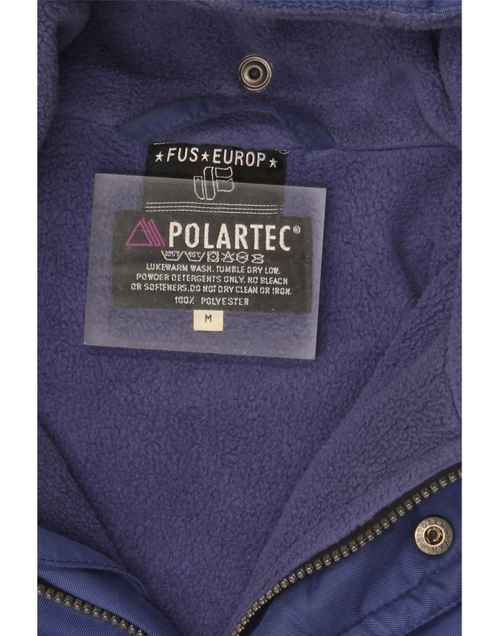 Męska, oversize'owa kurtka wiatrówka Polartec UK 38, średni niebieski poliester