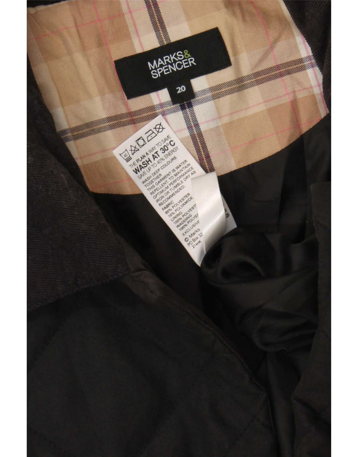 Marks & Spencer Damska pikowana kurtka UK 20 2XL Czarny poliester