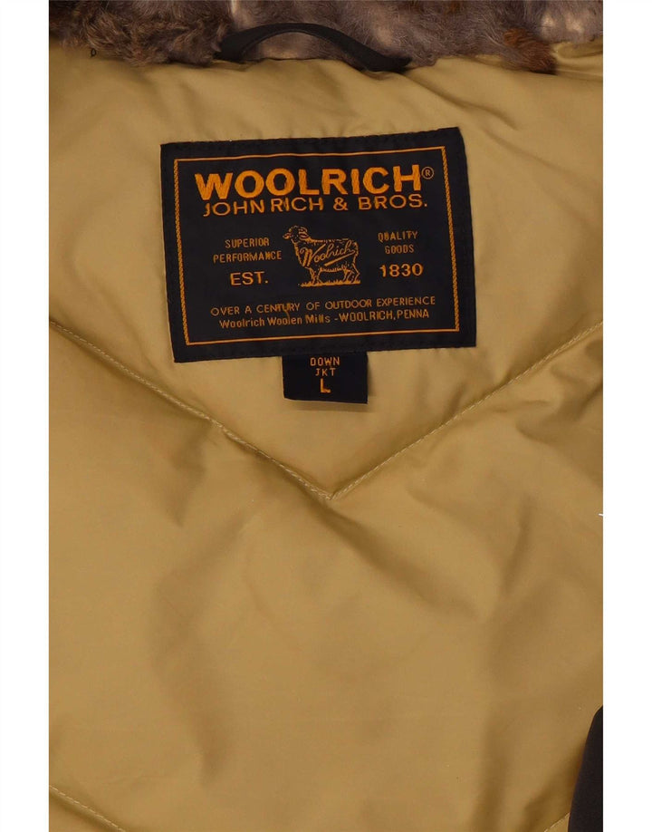 Damska ocieplana kurtka z kapturem Woolrich UK 16, duża brązowa