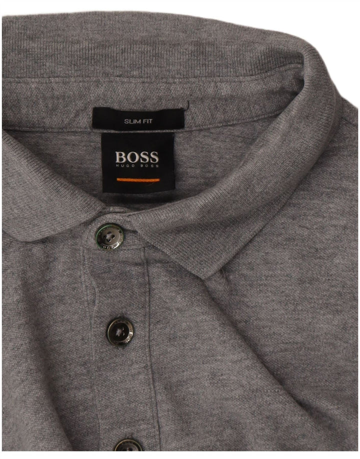 Męska koszulka polo Slim Fit Hugo Boss, mała, szara