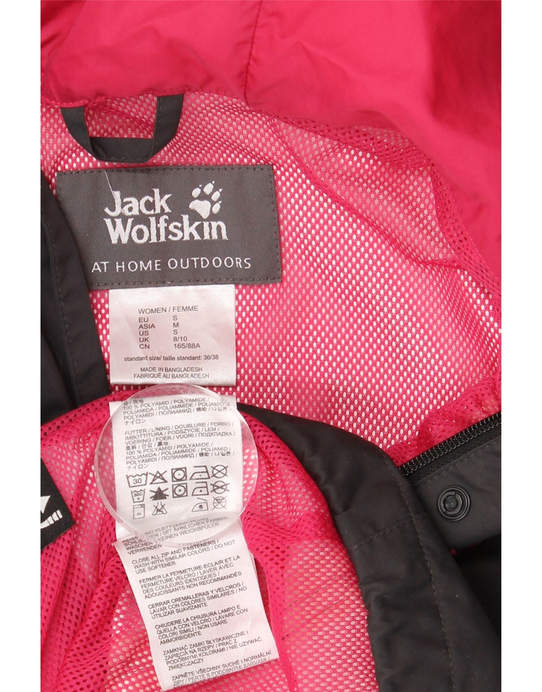Damska kurtka przeciwdeszczowa z kapturem Jack Wolfskin UK 8/10 Small, szary poliamid
