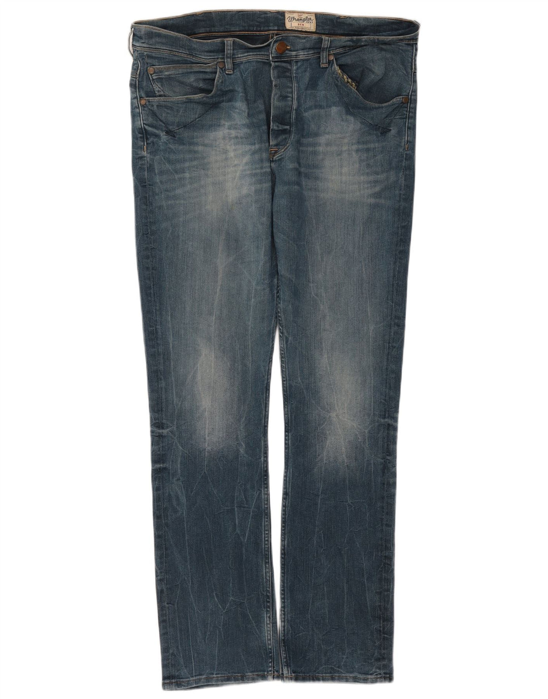 Wrangler Męskie Ben Slim Jeans W38 L34 Niebieskie bawełniane