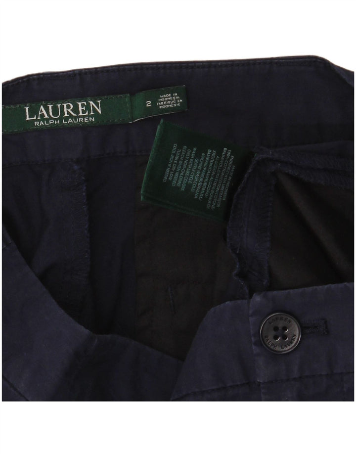 RALPH LAUREN Damskie, przycięte spodnie z szerokimi nogawkami US 2 XS W28 L24 Granatowe