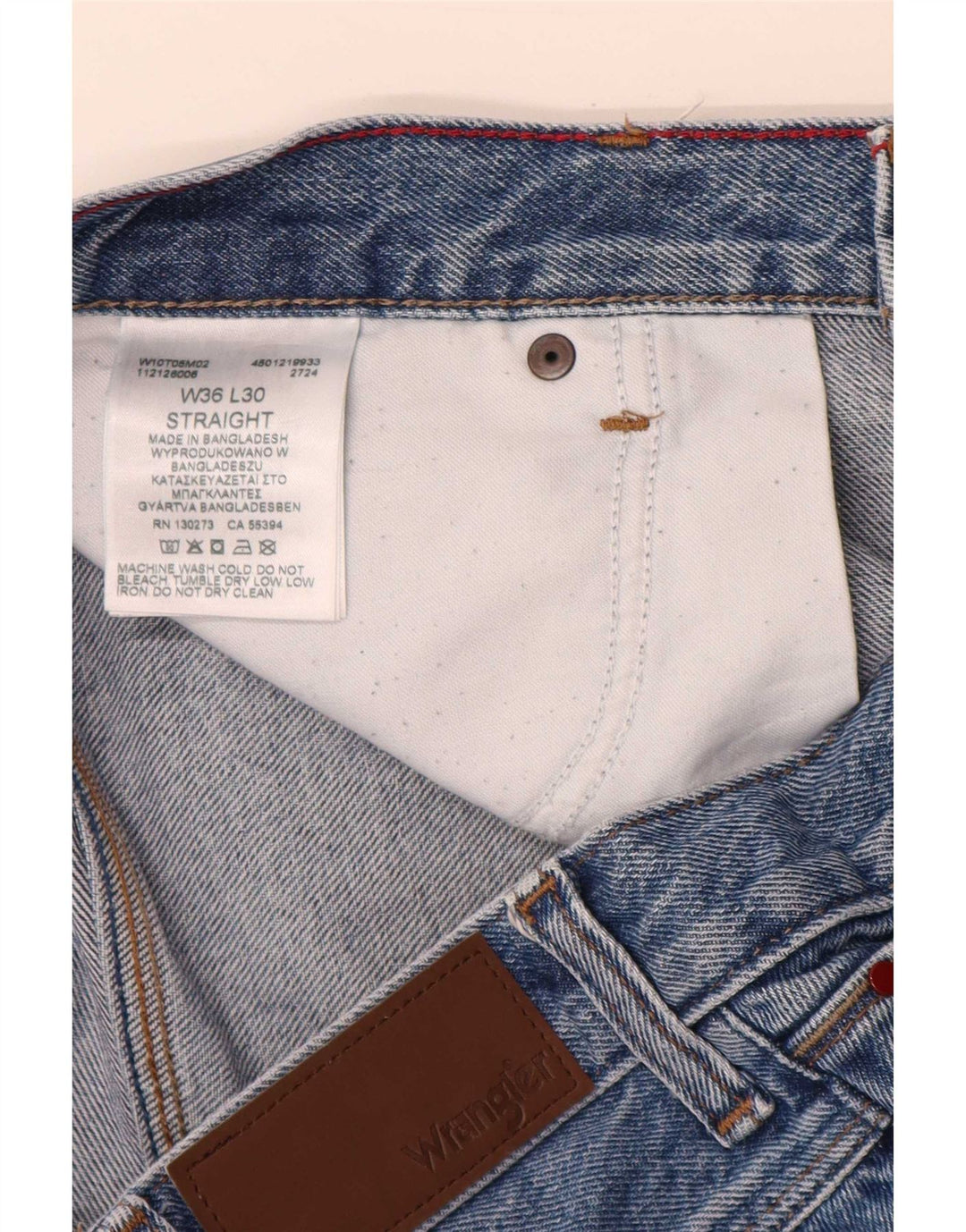 Wrangler Męskie Proste Dżinsy W36 L30 Niebieskie Bawełniane