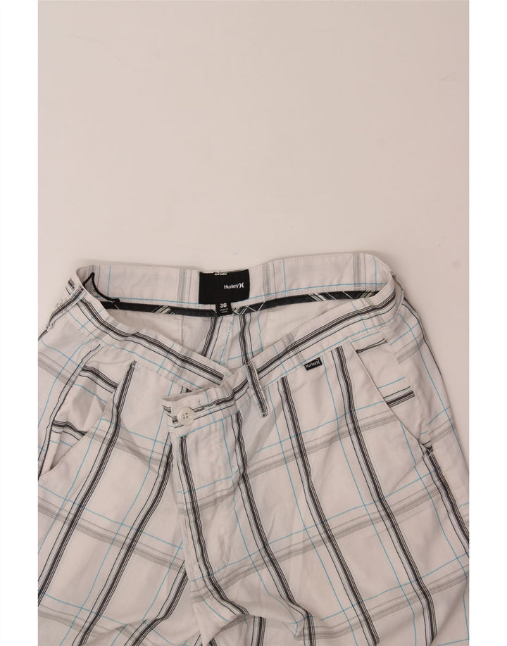 HURLEY Mens Chino Shorts W36 Large White Check Polyester Vintage Hurley and Second-Hand Hurley from Messina Hembry 