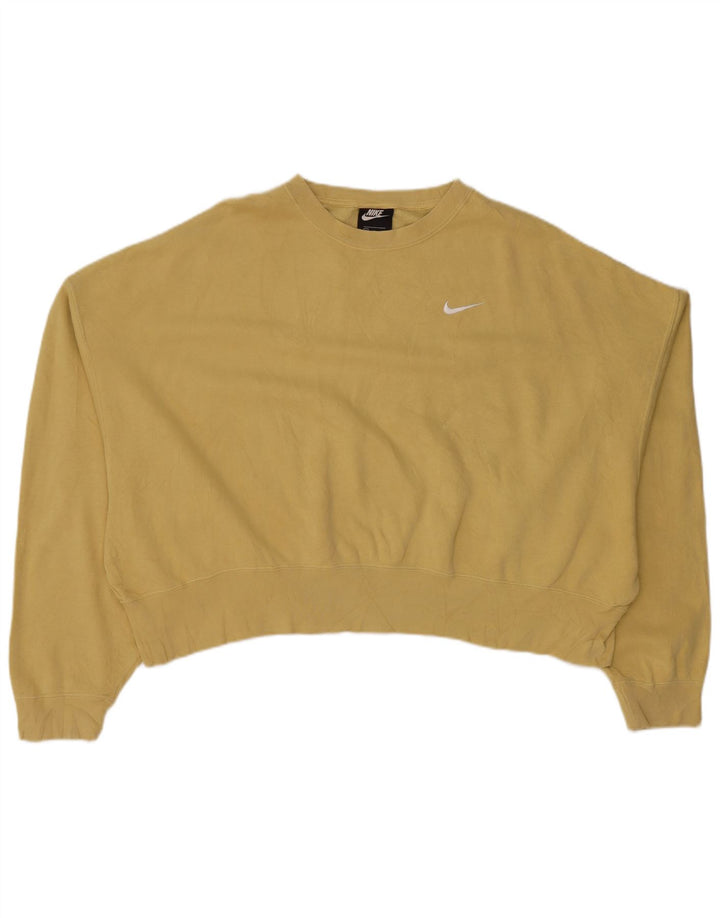 Damska bluza dresowa NIKE Crop Oversize UK 14, średnia bawełna khaki