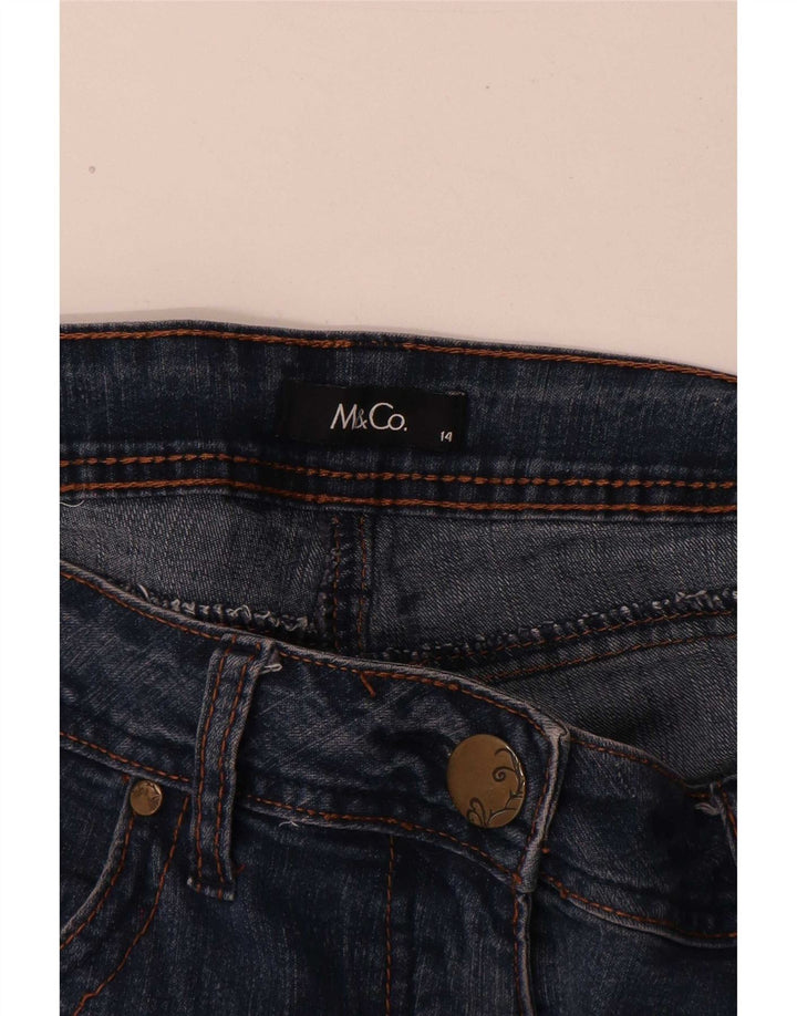 Damskie jeansy Bootcut M&Co UK 14, duże W32 L30, niebieska bawełna