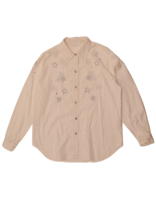 Damska koszula graficzna Roccobarocco IT 44 Średnia biała bawełniana geometryczna