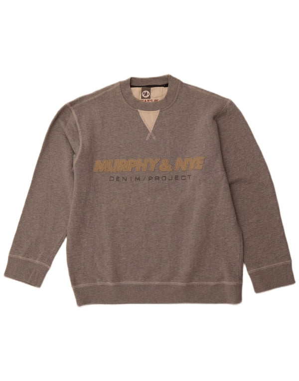 MURPHY & NYE Męski sweter z grafiką Sailmakers, mały, szary, bawełniany