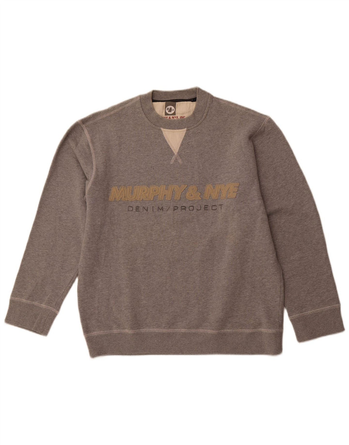 MURPHY & NYE Męski sweter z grafiką Sailmakers, mały, szary, bawełniany