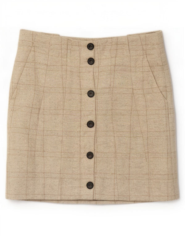 Spódnica midi damska Zara Medium W28 w beżową kratkę
