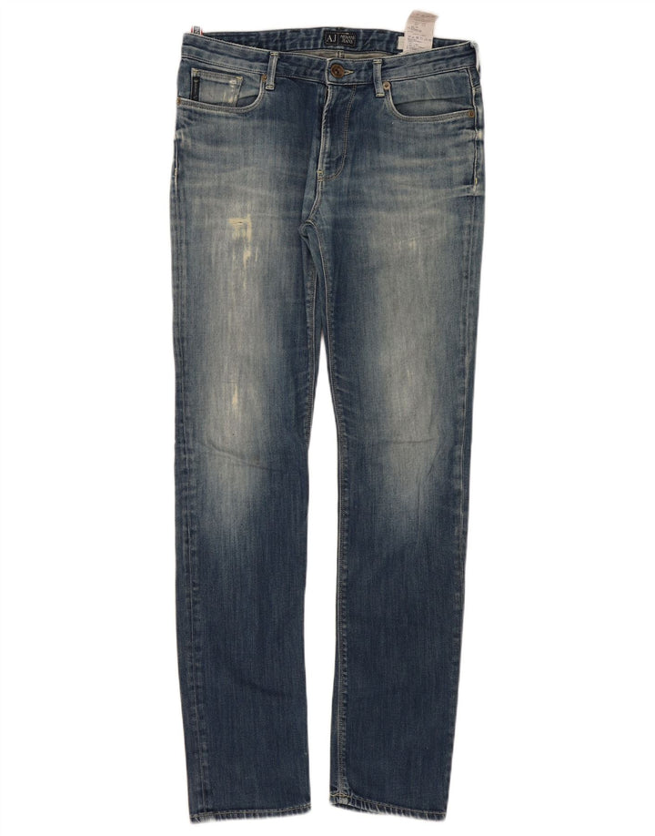 Damskie jeansy Armani Fitted Distressed Slim W32 L32 Niebieskie bawełniane