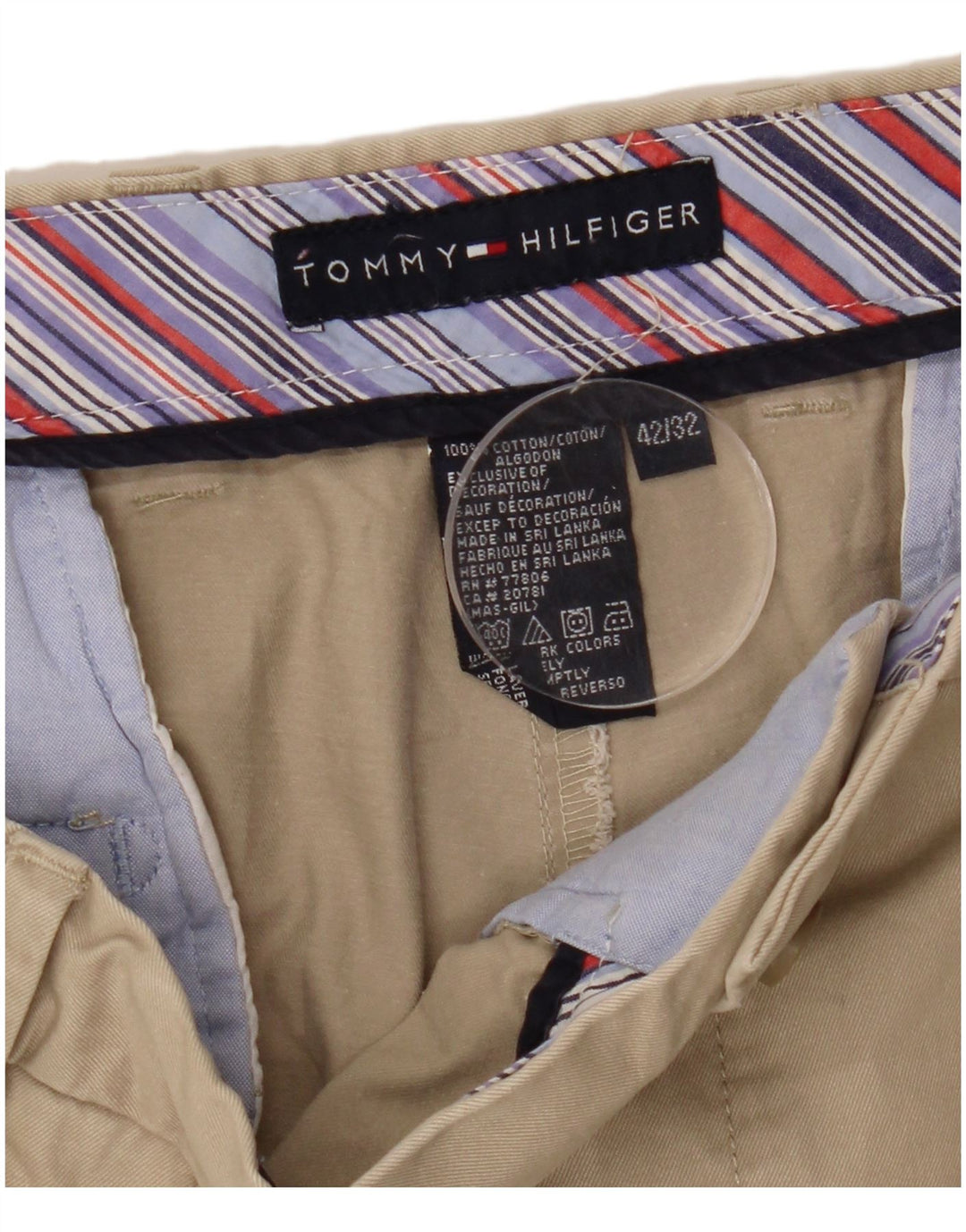 Męskie spodnie chino TOMMY HILFIGER W42 L32 beżowa bawełna