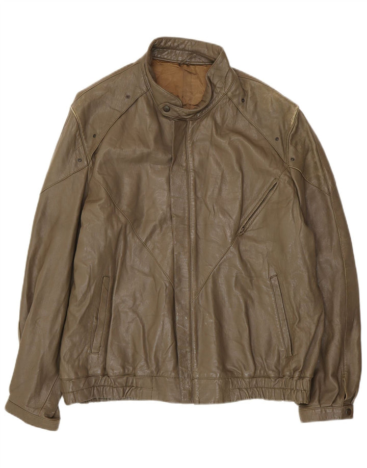 Męska kurtka skórzana VINTAGE IT 56 3XL brązowa skóra