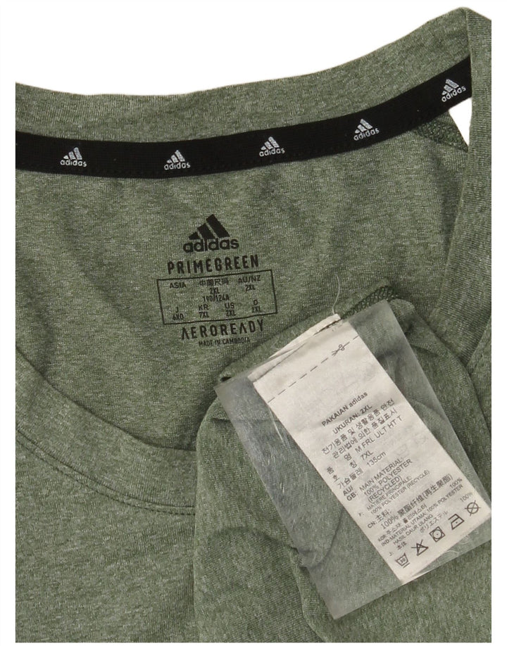 Męski t-shirt ADIDAS Aeroready, 2XL, khaki, nakrapiany poliester