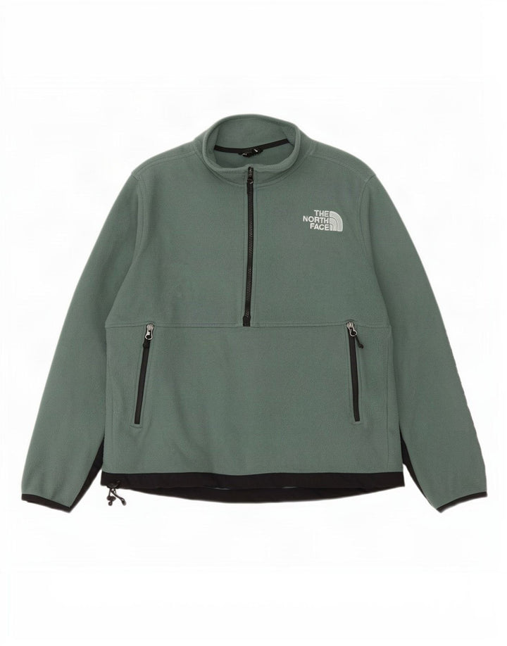 Męski sweter polarowy The North Face z zamkiem błyskawicznym, duży, zielony, z poliestru