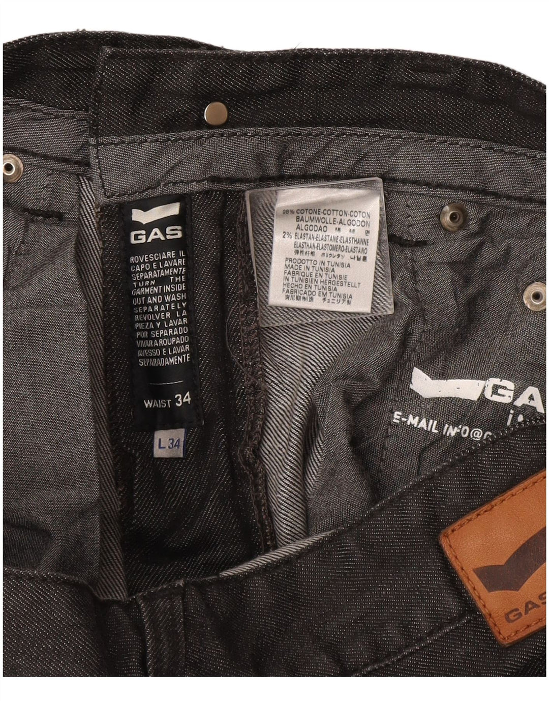 Męskie proste dżinsy Gas W34 L30 Szara bawełna