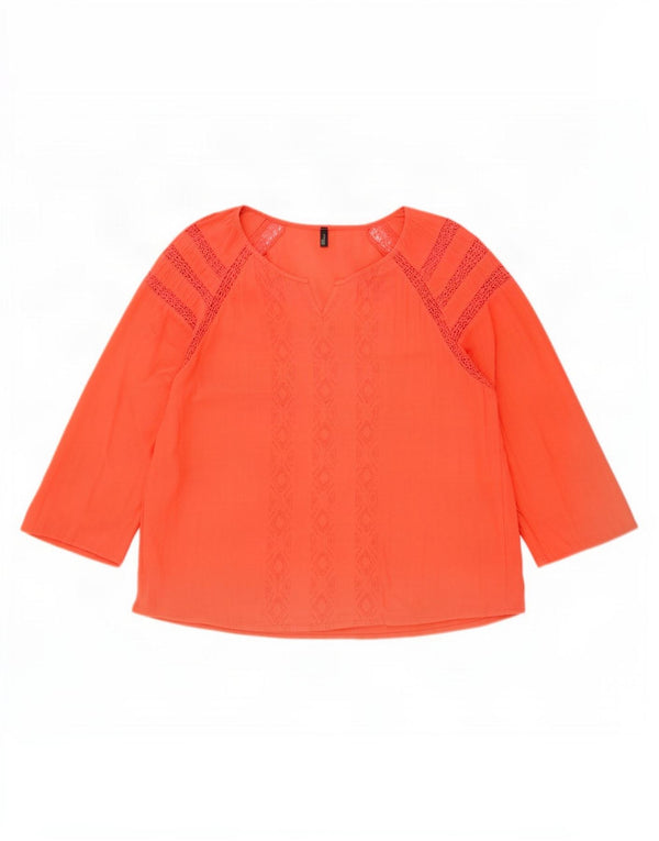 Damska bluzka z rękawem 3/4 Benetton UK 10 Small Orange Geometric