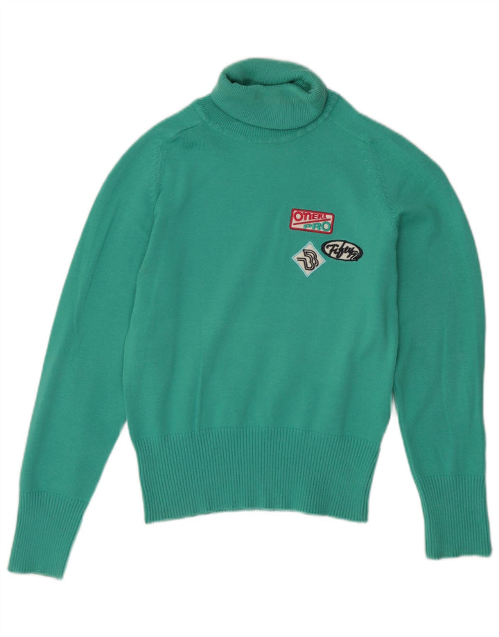 Sweter damski O'Neill z wywijanym dekoltem UK 8 Small, zielony, bawełniany