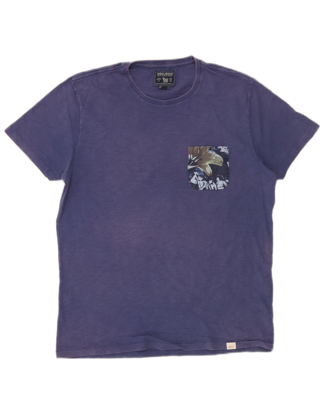 Woolrich Męski T-shirt Top Średni Niebieski Bawełniany