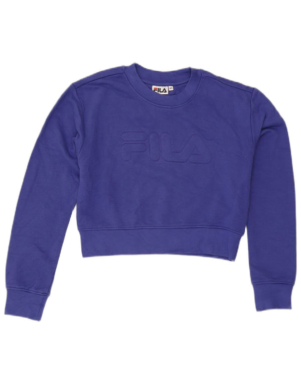 Damska bluza z grafiką Crop Fila, UK 6 XS, fioletowa bawełna