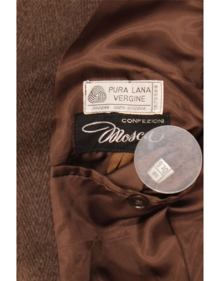 Płaszcz damski w stylu vintage IT 52 2XL Brązowa wełna