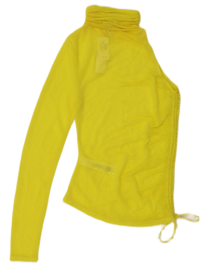 Topshop damski, prześwitujący top na jedno ramię, UK 4/6 XS, żółty poliester