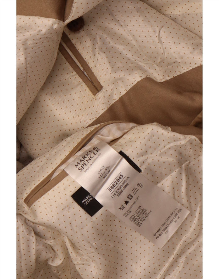 Marks & Spencer Męska marynarka o luźnym kroju, zapinana na 2 guziki, UK 38, średni beż