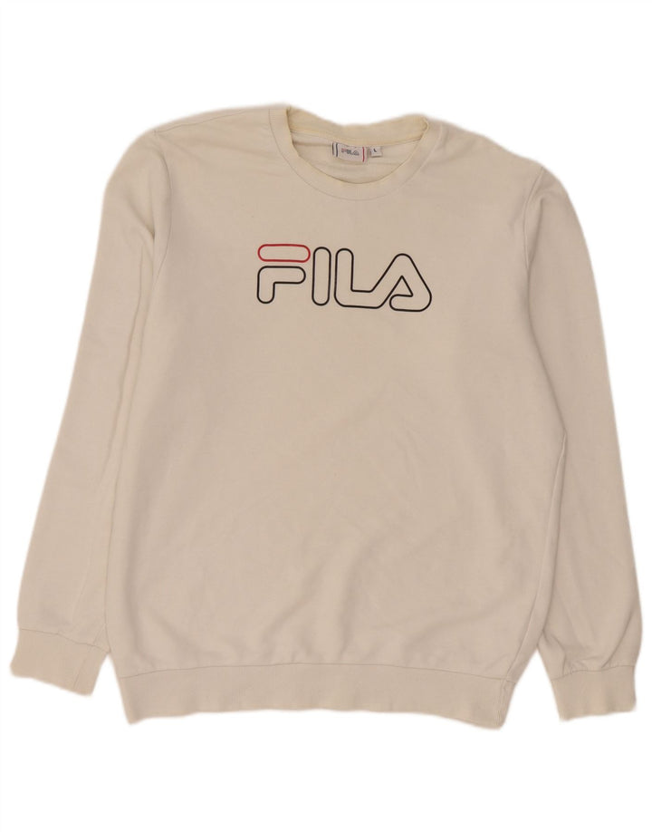 Męska bluza z grafiką Fila, duża, biała, bawełniana