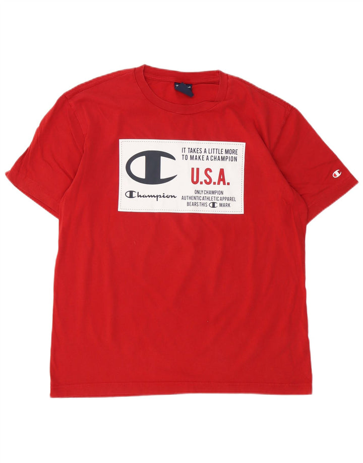 Męski T-shirt Champion z grafiką, średni czerwony