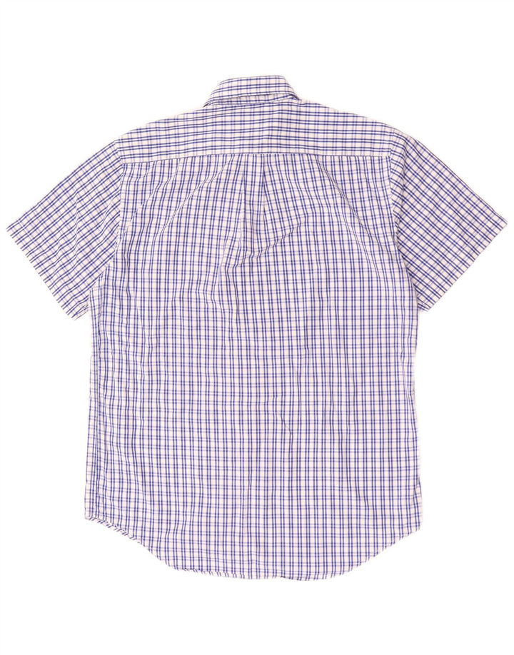 Koszula męska z krótkim rękawem i klasycznym krojem Dack's, bawełniana w średnią niebieską kratkę