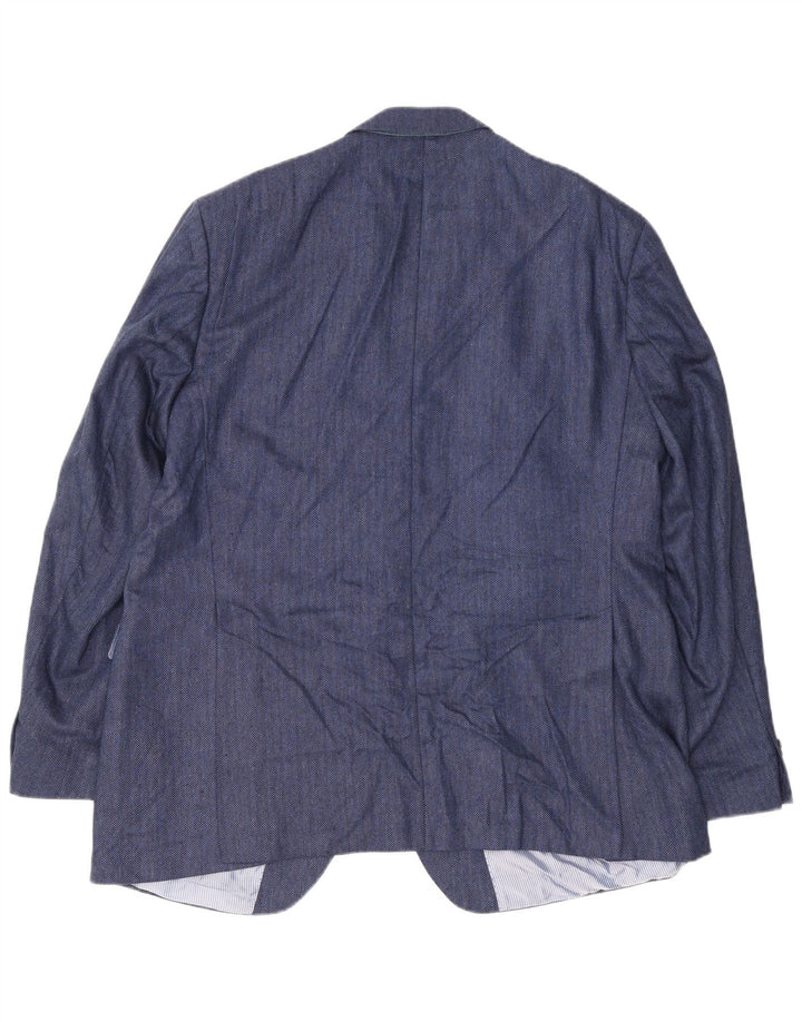 Męska marynarka Guy Laroche zapinana na 2 guziki UK 42 XL, granatowa, jedwabna w jodełkę