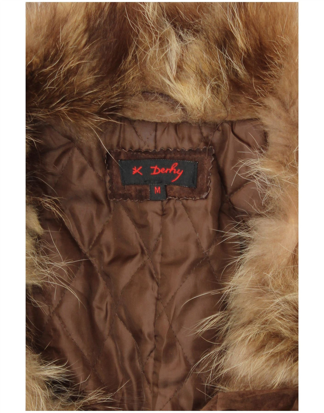 Rene Derhy damski płaszcz z zamszowego futra UK 14, średnio brązowa skóra