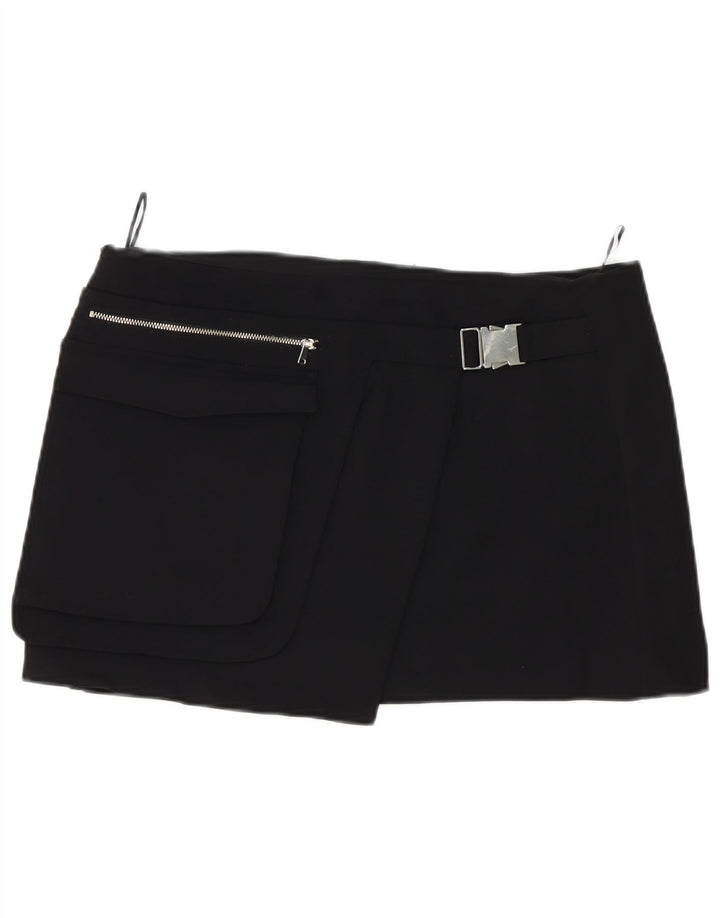 Damska spódnica mini z wysokim stanem ZARA XL W32, czarny poliester